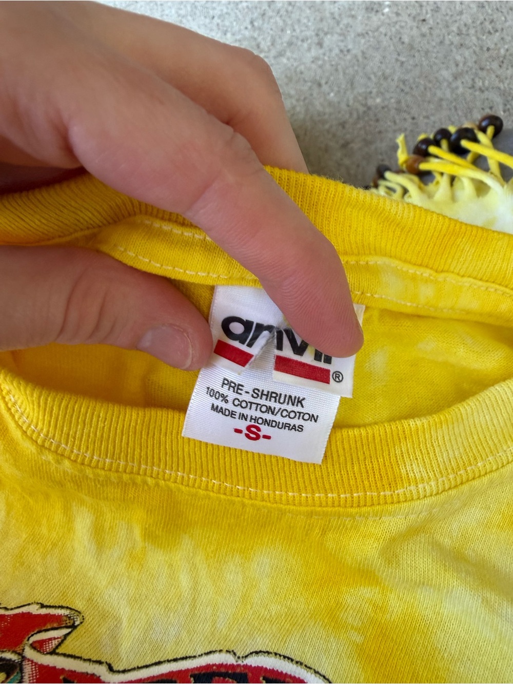 Handmade - Anvil Yellow Tie-Dye Fringe Tank with beads and Skull Motif - Picture 4 of 5